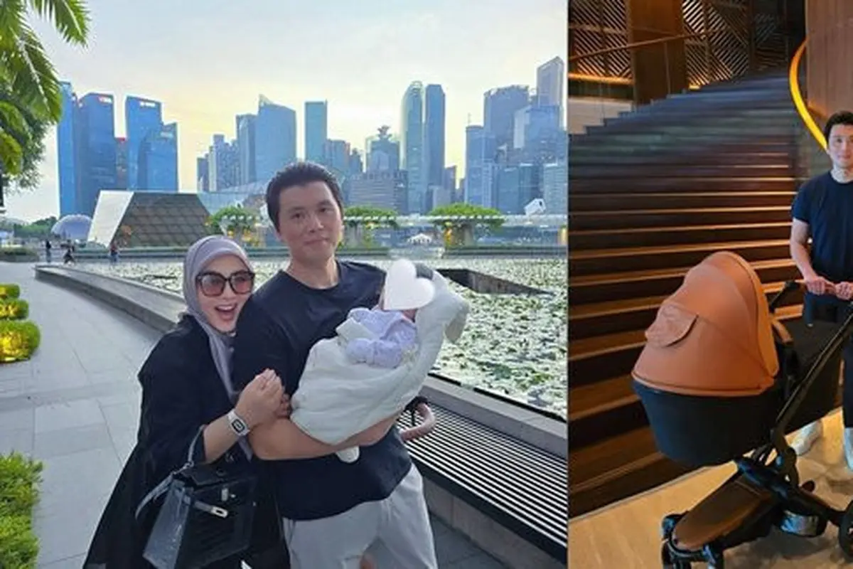 Momen Syahrini dan Reyno Barack Kompak Momong Anak saat di Singapura, Gayanya Jadi Sorotan
