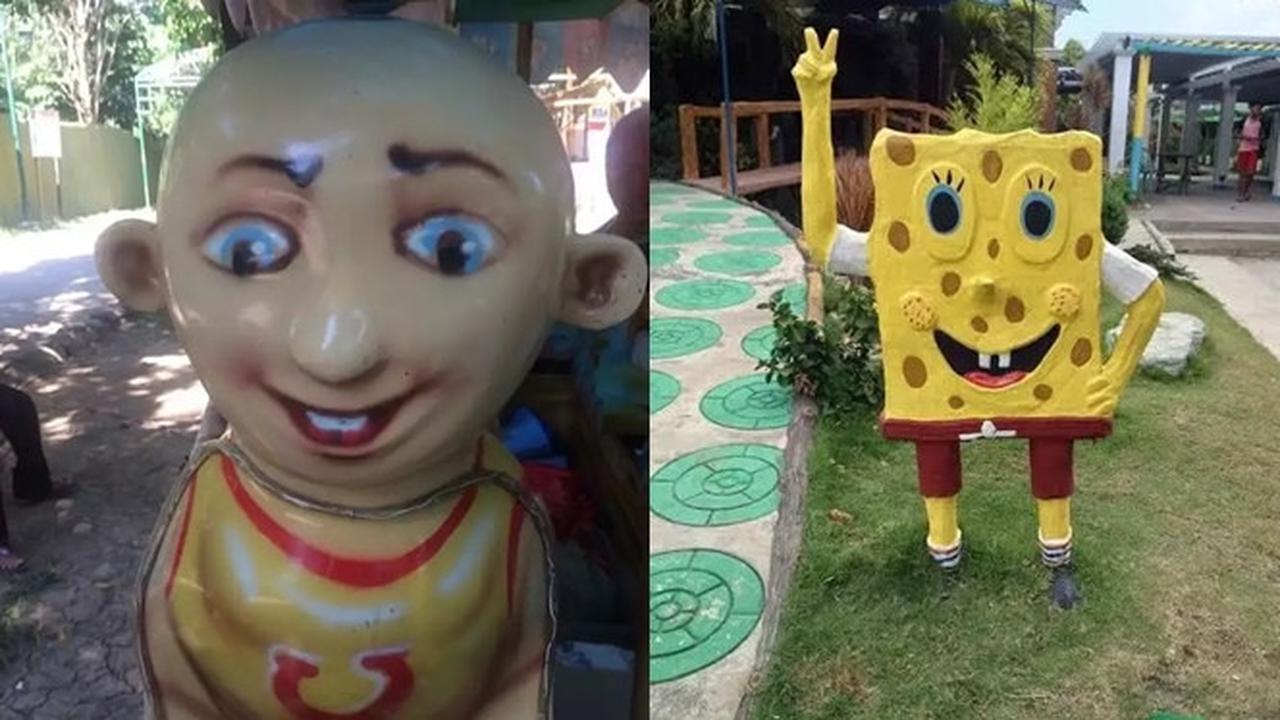 6 Patung Kartun Ini Bentuknya Absurd, Enggak Habis Pikir