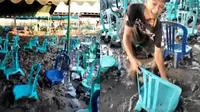 Viral Ratusan Kursi Hajatan Tenggelam di Tengah Sawah, Netizen: Tandur Kursi