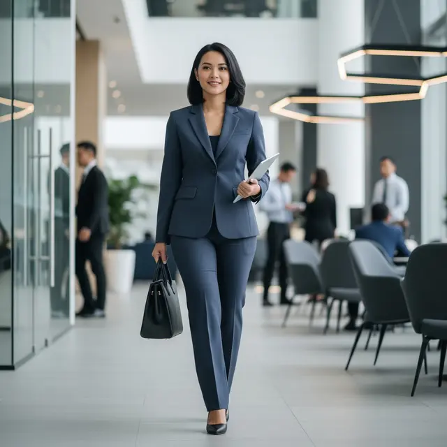 Ide Outfit Wanita Pertama Kali Masuk Kerja Setelah Libur Lebaran (Image by Gemini AI)