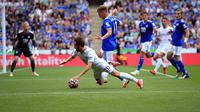Duel antara Leicester City versus Manchester City di Liga Inggris 2021/2022. (LINDSEY PARNABY / AFP)