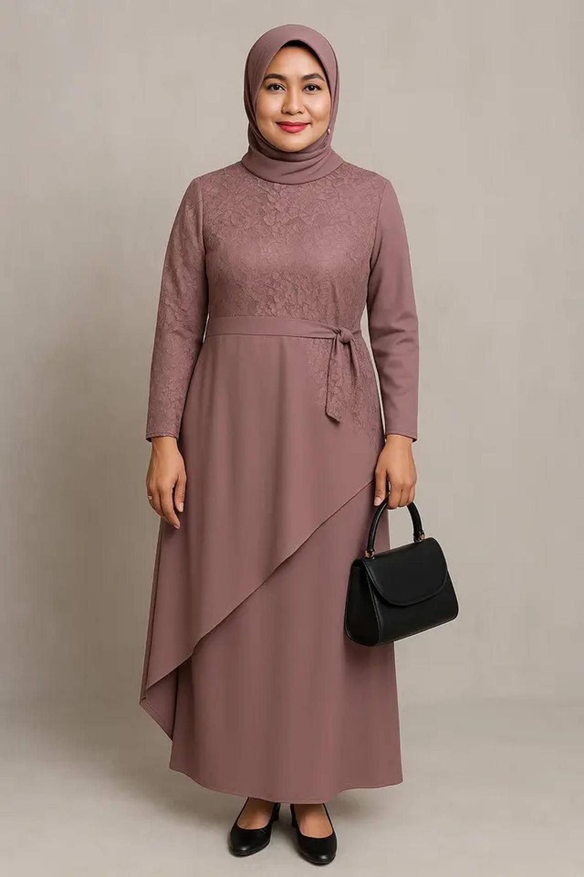 10 Rekomendasi Gamis Brokat Tali Samping untuk Ibu-ibu Usia 40 Tahun