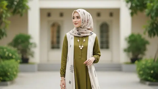 Model Gamis Warna Olive Green untuk Lebaran 2026