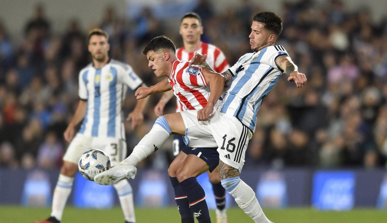 Pasukan Lionel Scaloni menang lewat gol Nicolas Otamendi pada menit ke-3. (AP Photo/Natacha Pisarenko)