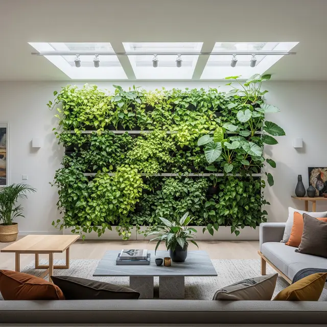 Rumah Kecil Modern dengan Taman Vertikal di Dalam Rumah (Image by Gemini AI)