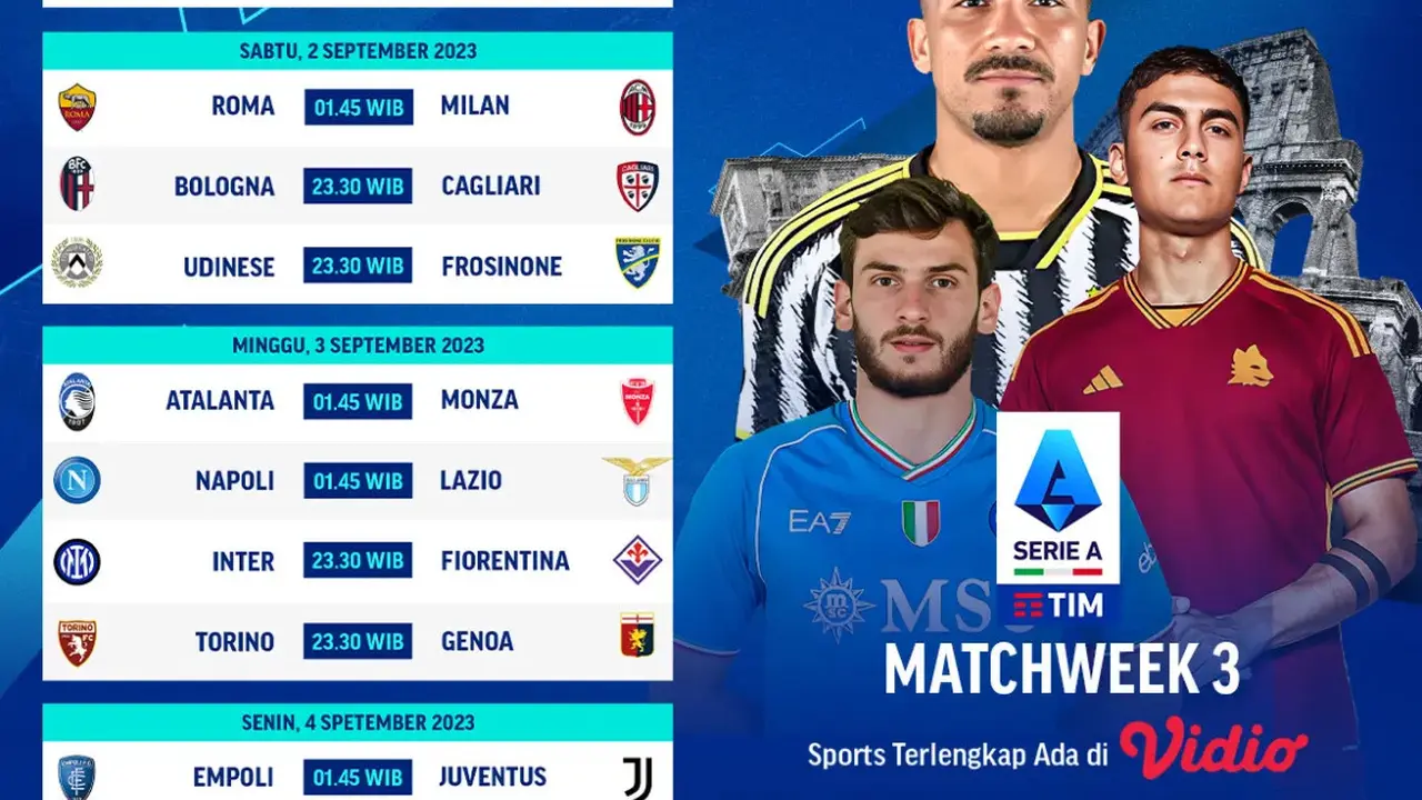 Siaran Langsung Liga Italia Serie A Pekan Ketiga 2023/2024
