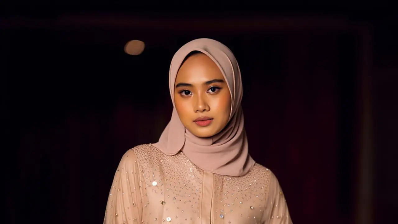 Dress Panjang Elegan Kombinasi Payet Muslim