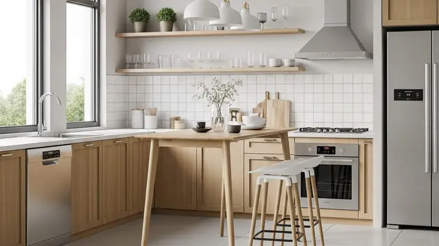 Desain Dapur Ala Kafe Kecil dengan Meja Bar Mini