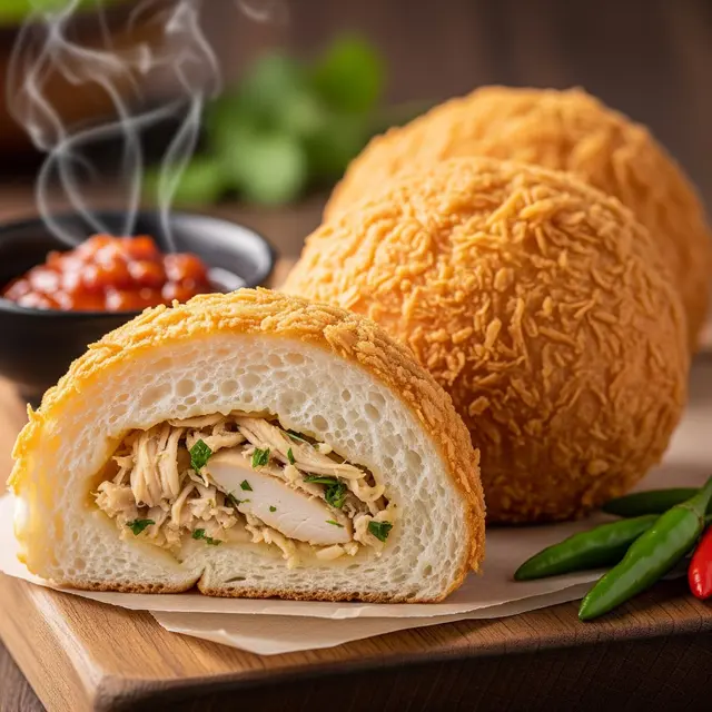 Roti Goreng Isi Ayam yang Lembut di Dalam dan Renyah di Luar (Gemini AI)