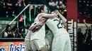 Tangis haru pemain Timnas basket 3x3 putri Indonesia usai memastikan meraih emas di SEA Games 2025 yang berlangsung di Stadion Nimibutr, Bangkok, Kamis (11/12/2025) petang WIB. (Dok. Perbasi/Ariya Kurniawan)