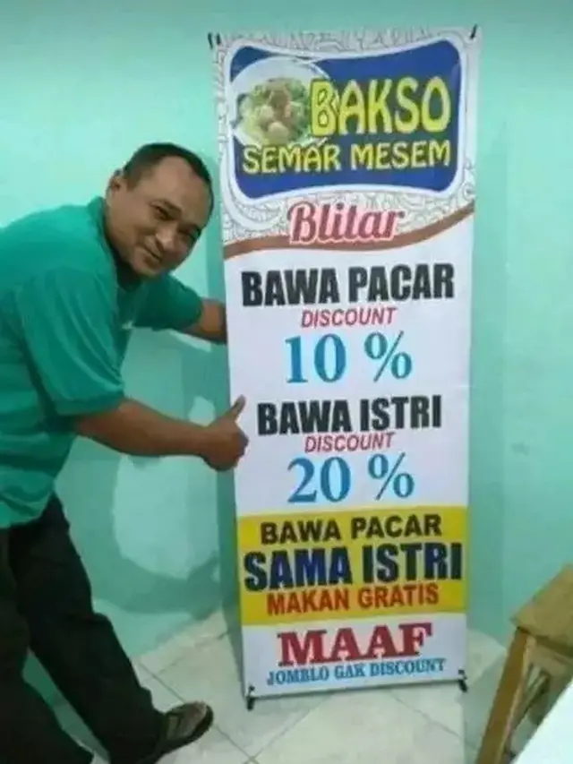 6 Tulisan Promo Makan Gratis Ini Nyeleneh, Bikin Pembeli Senyum Tipis