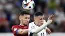 Gol semata wayang sekaligus penentu kemenangan Inggris dicetak Jude Bellingham di menit ke-13. (KENZO TRIBOUILLARD/AFP)