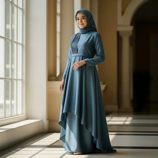 9 Model Gamis yang Menyamarkan Perut Buncit, Tampil Percaya Diri
