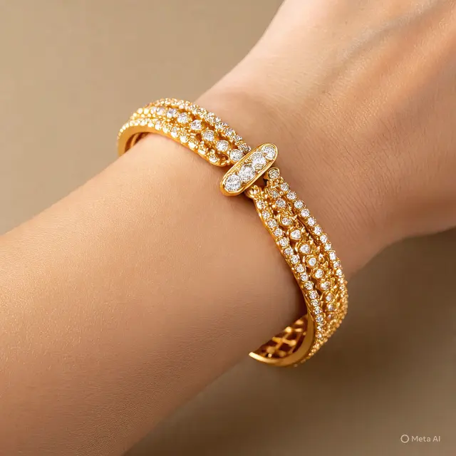 Ilustrasi Gelang Emas Tennis (Created by Meta AI)