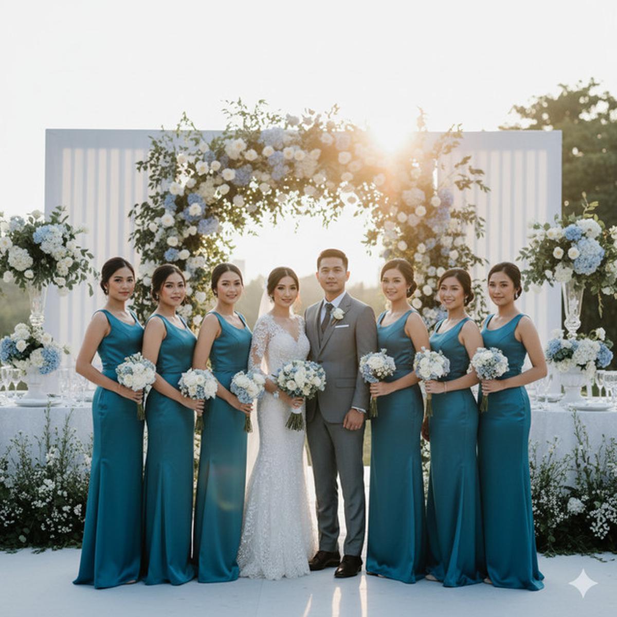 7 Model Baju Bridesmaid Emerald Blue, Terlihat Anggun dan Kompak