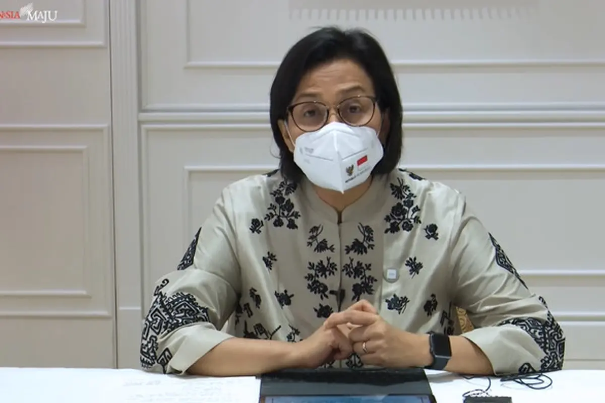 Menteri Keuangan Sri Mulyani Indrawati dalam Keterangan Pers Menteri Keuangan, Roma, secara virtual, Minggu (31/10/2021).