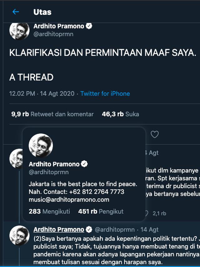Klarifikasi Ardhito Pramono