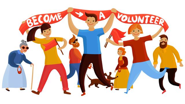 Ilustrasi sukarelawan, volunteer