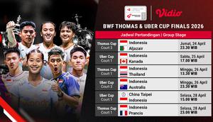 Thomas & Uber Cup edisi 2026 resmi dimulai. Saksikan keseruannya hanya di Vidio.
