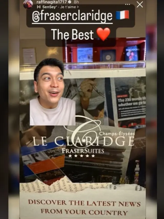 Warganet Ungkap Nama dan Tarif Kamar Hotel yang Ditinggali Raffi Ahmad Sekeluarga di Paris.  foto: TikTok @taufikeffendi88