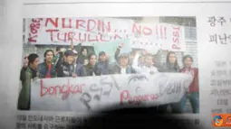 Citizen6, Korea: Gwangju community melakukan demo anti Nurdin Halid di Gwangju, Korea, Minggu (13/3). yang diliput oleh wartawan dan masuk koran setempat. (Pengirim: Udiyono)