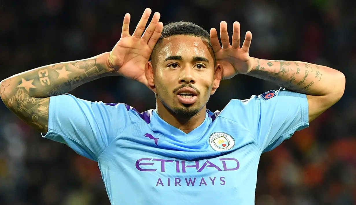 9. Gabriel Jesus (Manchester City / 9 Gol dari 16 laga Liga Champions) - Bomber asal Brasil ini belum mampu menghentikan dominasi Sergio Aguero tapi bakatnya terus berkembang dengan mencetak banyak gol. (AFP/Sergei Supinsky)