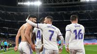Tambahan tiga poin juga membuat Real Madrid semakin kokoh di puncak klasemen Liga Spanyol. Kini, mereka berhasil memimpin klasemen Liga Spanyol dengan koleksi 53 poin dari 23 pertandingan. (AFP/Oscar Del Pozo)