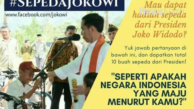 Jumlah akun yang mengikuti kuis berhadiah sepeda Jokowi di akun Facebook resmi Presiden Joko Widodo mencapai 112.283 