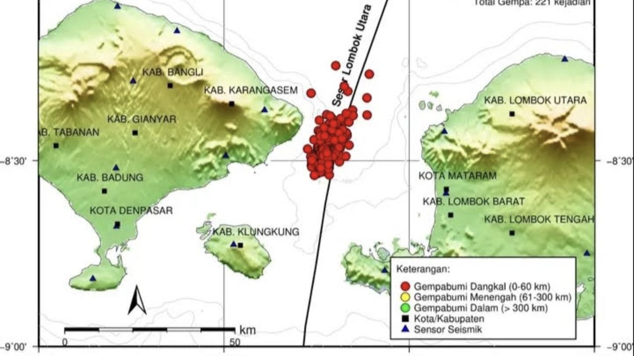 221 Gempa Tektonik Terjadi di Selat Lombok
