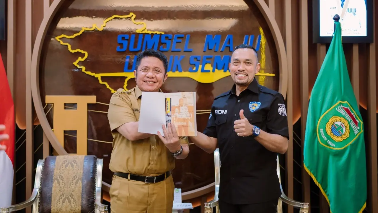 Gubernur Sumsel Herman Deru dan Bendahara Umum NasDem Ahmad Sahroni.