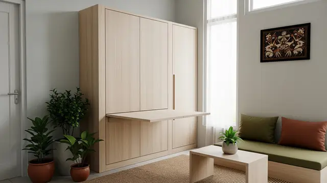 Built-in Cabinet dengan Meja Lipat