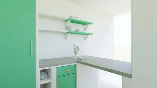 Model Dapur Kecil Meja Semen dan Ambalan Dinding/Ilustrasi Gemini AI