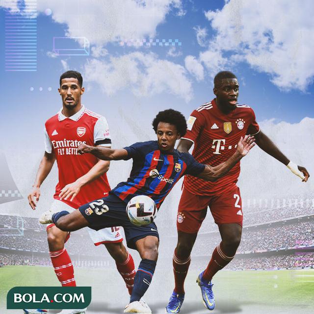 Ilustrasi - William Saliba, Jules Kounde, Dayot Upamecano
