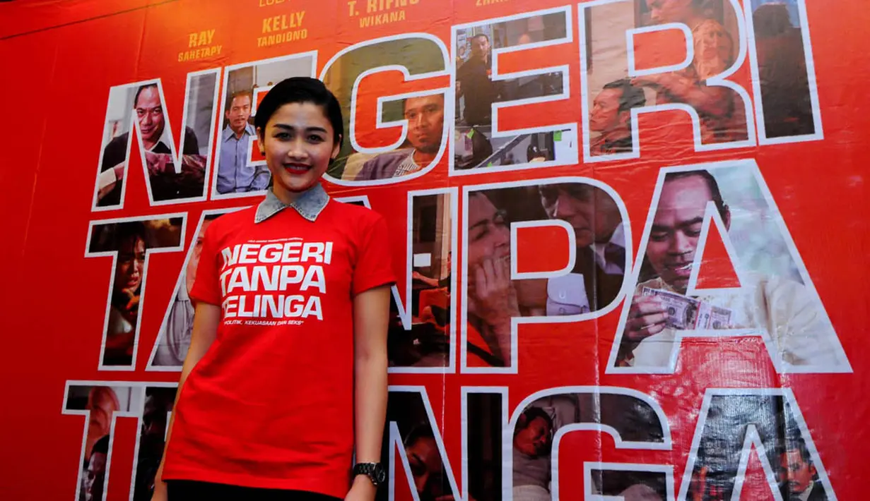 Aktris Jenny Zhang saat press screaning film Negeri Tanpa Telinga, Jakarta, Kamis (7/8/14). (Liputan6.com/Andrian M Tunay)