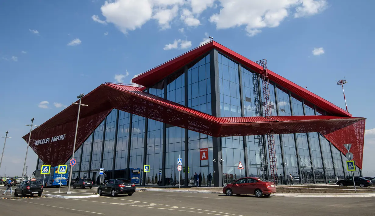 Pemandangan terminal baru Bandara Saransk di Saransk, Rusia, Kamis (3/5). Bandara Saransk siap menyambut Piala Dunia 2018. (Mladen ANTONOV/AFP)