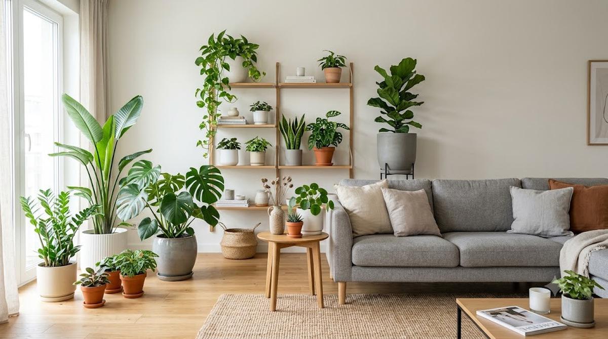 Kombinasi Tanaman Indoor yang Membuat Ruang Tamu Terasa Lebih Segar dan Estetik (AI Generated)