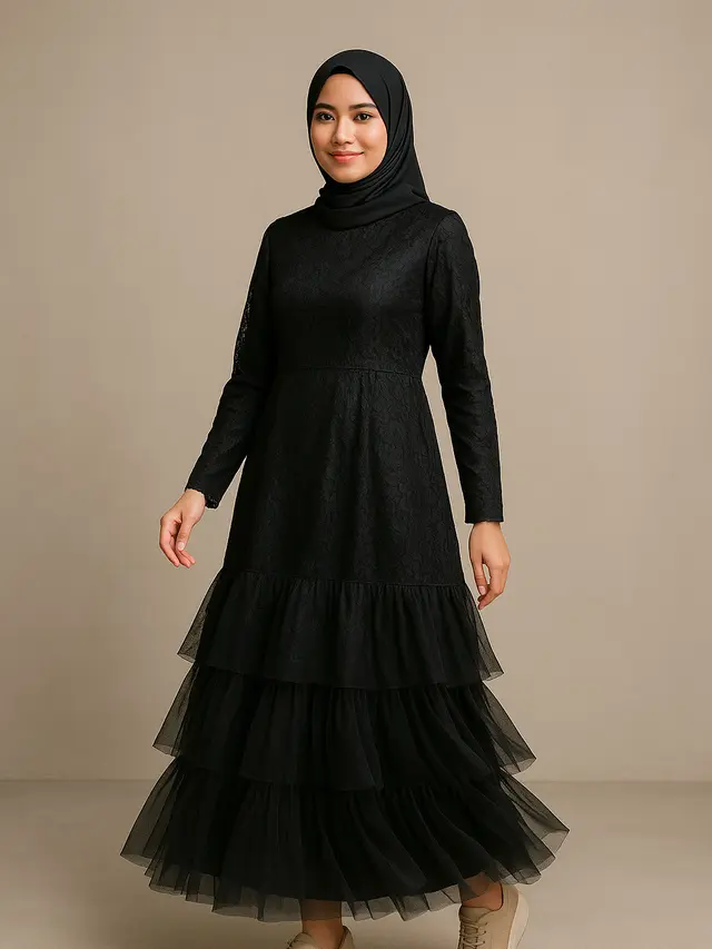 Inspirasi Gamis Brokat Hitam Tile /Ilustrasi gambar oleh AI