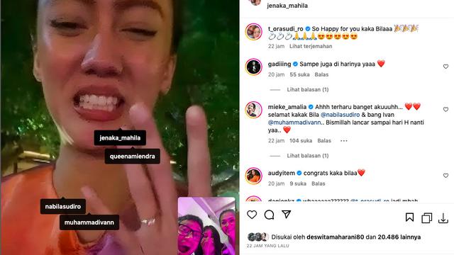 Nabila Sudiro pun berbagi kebahagiaan dengan keluarganya. Ia memberi tahu Tora Sudiro dan Mieke Amalia melalui video call. [Foto: Instagram/t_orasudi_ro]