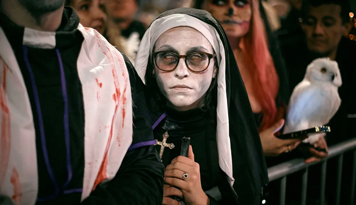 Ditambah lagi, Village Halloween Parade tahun ini adalah sekaligus memperingati 50 tahun kehadirannya di NYC. (AP Photo/Andres Kudacki)