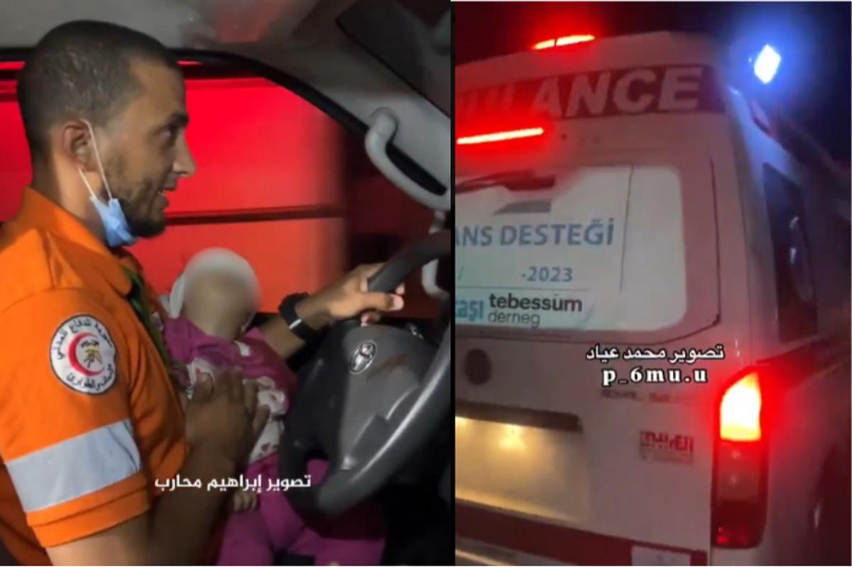 Menegangkan Sopir Ambulans di Gaza Setir Mobil Sambil Gendong Bayi Korban Serangan Israel ke Pengungsian Al-Mawasi