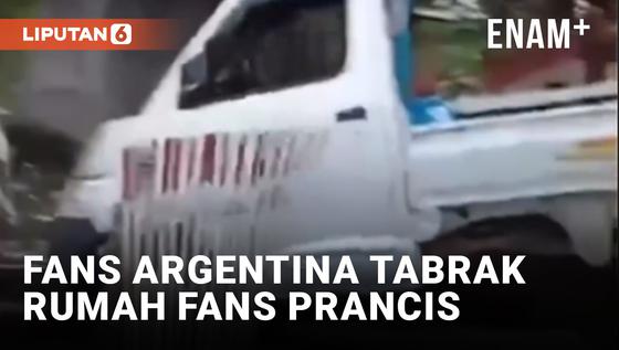 VIDEO: Konvoi Fans Argentina di Sulawesi Utara Tabrak Pagar Rumah Pendukung Timnas Prancis