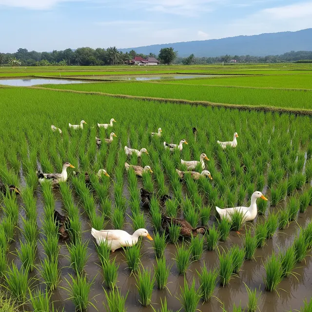 Model Ternak Bebek dan Tanam Padi Sederhana untuk Hemat Biaya Pakan (Image by Gemini AI)