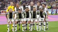 Pemain Timnas Jerman melakukan sesi foto sebelum pertandingan Grup E Piala Dunia 2022 melawan Timnas&nbsp;Spanyol yang berlangsung di Al Bayt Stadium, Qatar, Senin (28/11/2022). (AP Photo/Ebrahim Noroozi)