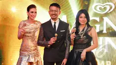 Luna Maya, Rio Dewanto, dan Titi Kamal saat menghadiri `Thank Goodness It’s Weekend Party` yang berlangsung di Magnum Cafe, Grand Indonesia, pada Jumat (6/2/2015).(Liputan6.com/Panji Diksana)