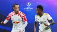 Liga Champions - RB Leipzig Vs Real Madrid - Xavi Simons Vs Vinicius Jr (Bola.com/Adreanus Titus)