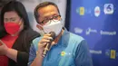 Executive Vice President Komunikasi Korporat dan CSR PLN, Agung Murdifi saat konferensi pers Proliga 2022 di Jakarta, Selasa (21/12/2021). Kompetisi bertajuk PLN Proliga 2022 akan dihelat di Padepokan Voli Jenderal Polisi Kunarto, Bogor dan dilaksanakan tanpa penonton. (Liputan6.com/Faizal Fanani)