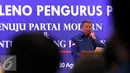 Ketua Umum Partai Demokrat Susilo Bambang Yudhoyono berpidato di depan para kader saat Rapat Pleno Partai Demokrat  di Hotel Grand Yasmin, Jawa Barat, Jumat (28/8/2018). 