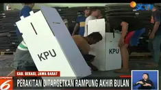 Ribuan kotak suara nantinya akan disimpan di gudang sebelum di distribusikan ke sejumlah TPS yang tersebar di wilayah Kabupaten Bekasi.