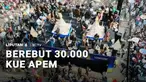 Ribuan warga di Boyolali berebut 30 ribu kue apem keong mas. Segala wadah dibawa, dari payung, kardus, hingga kerudung.