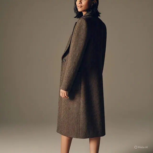 Coat Panjang Berbahan Wool atau Tweed